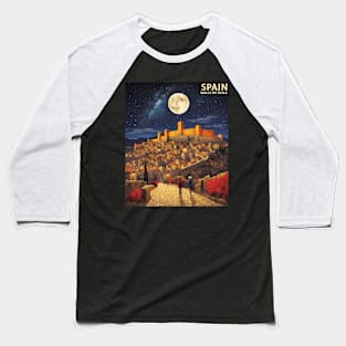 Avila Walls Starry Night Spain Travel Tourism Retro Vintage Art Baseball T-Shirt